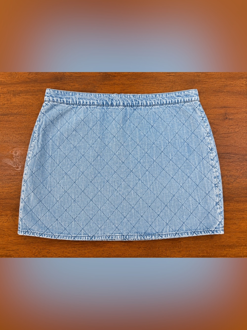 ELOQUII Denim Quilted Mini Skirt Size 26 Light Wash Diamond Stitch Plus Size